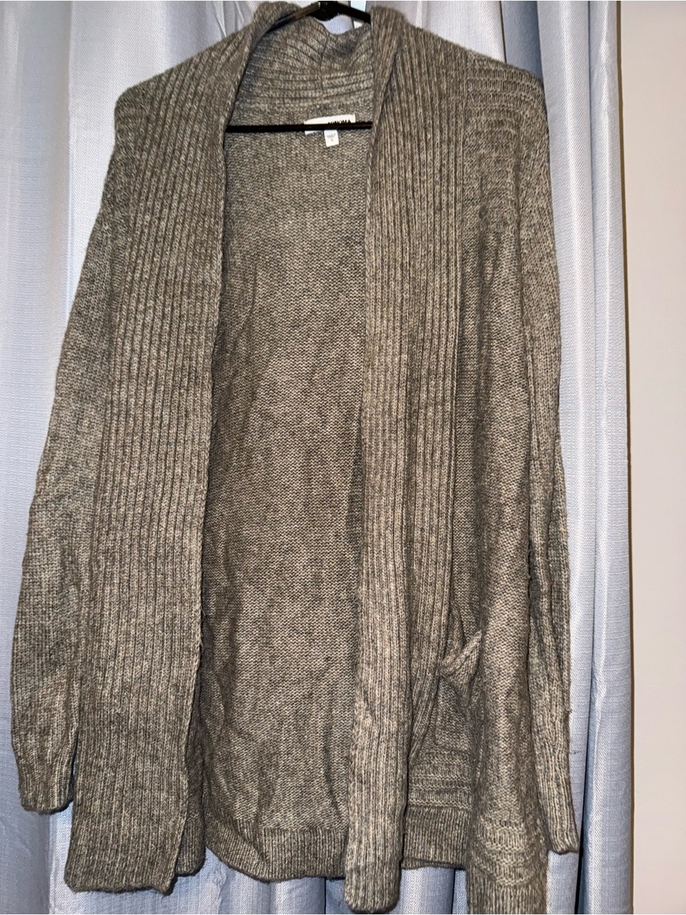 Cozy Open-Front Ribbed Grey Women's Cardigan Sweater